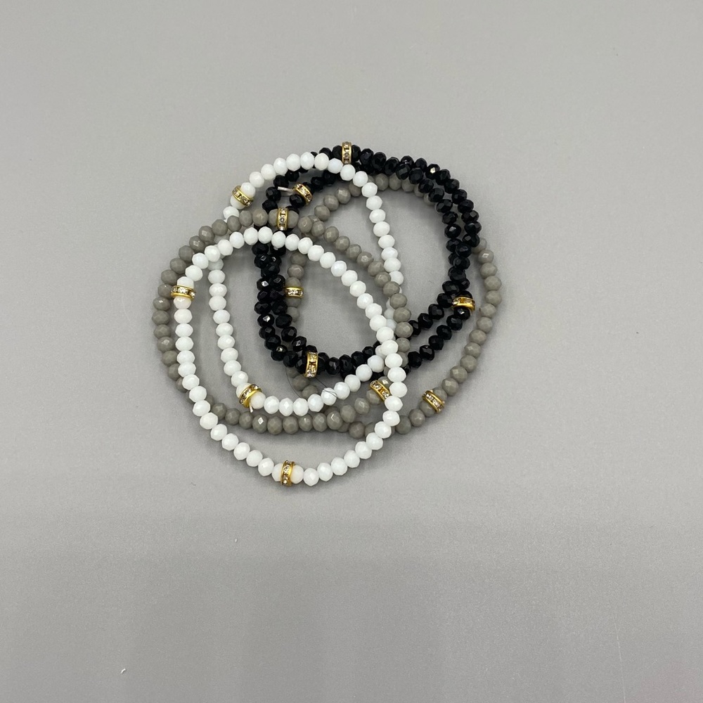 Black white and Grey Stretch Bracelets